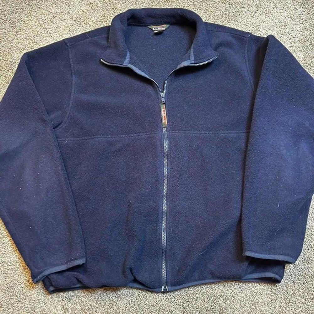 Vintage‎ L.L. Bean full zip fleece jacket navy blue size large